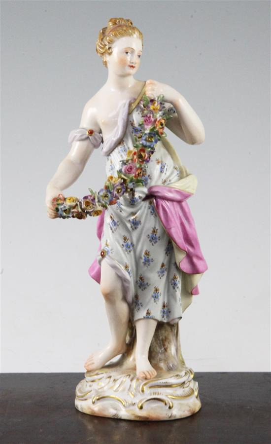 A Meissen figure of a maiden emblematic of Spring, late 19th century, 20cm